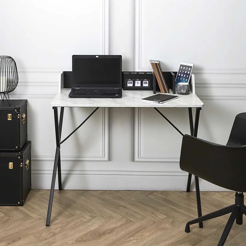 Bureau Brice imitation marbre - 90x84x50cm-0