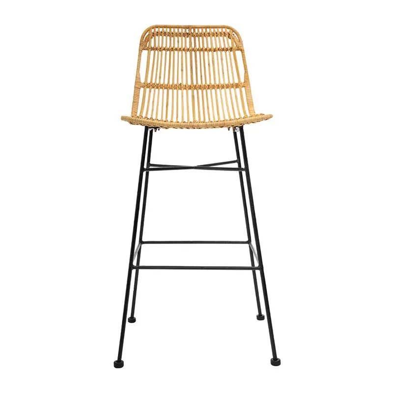 Chaise de bar Fer & Rotin - 48x43x100cm-1