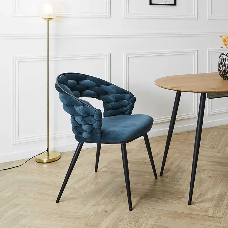 Fauteuil Velours Sawyer Bleu canard - 62x54x183cm-0