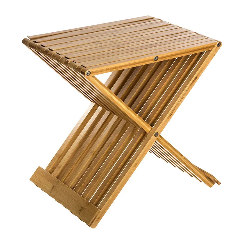 Tabouret pliant Bambou - 40x32x45cm-0