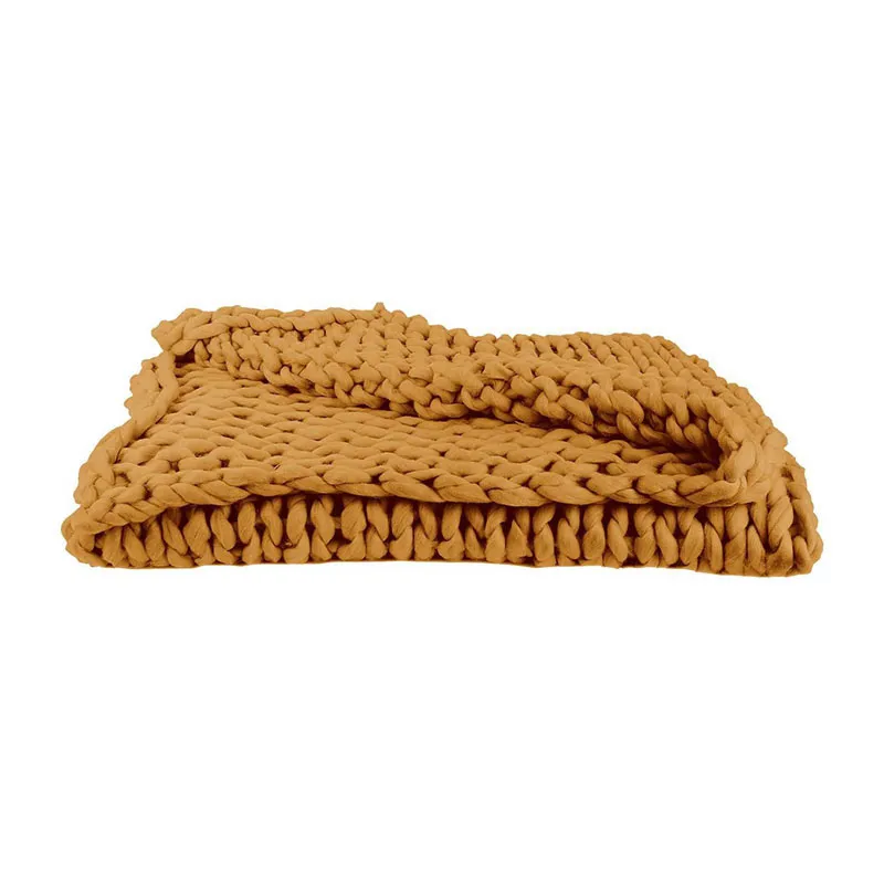 Plaid grosse maille chunky Jaune - 150x120cm-2