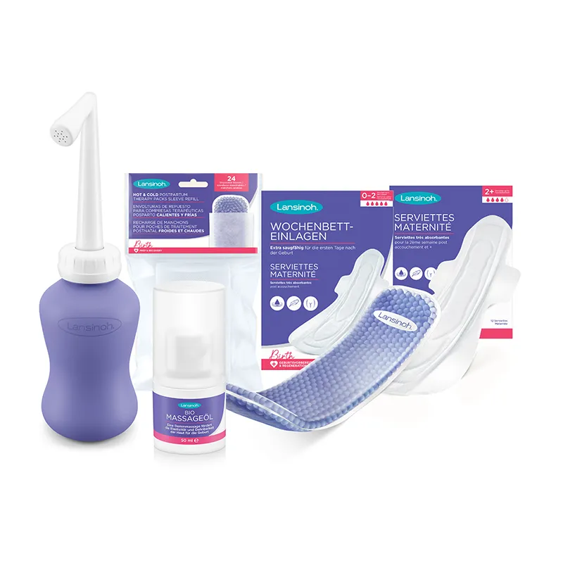 Pack Accouchement serviettes + recharges + douche intime + huile périnée-0