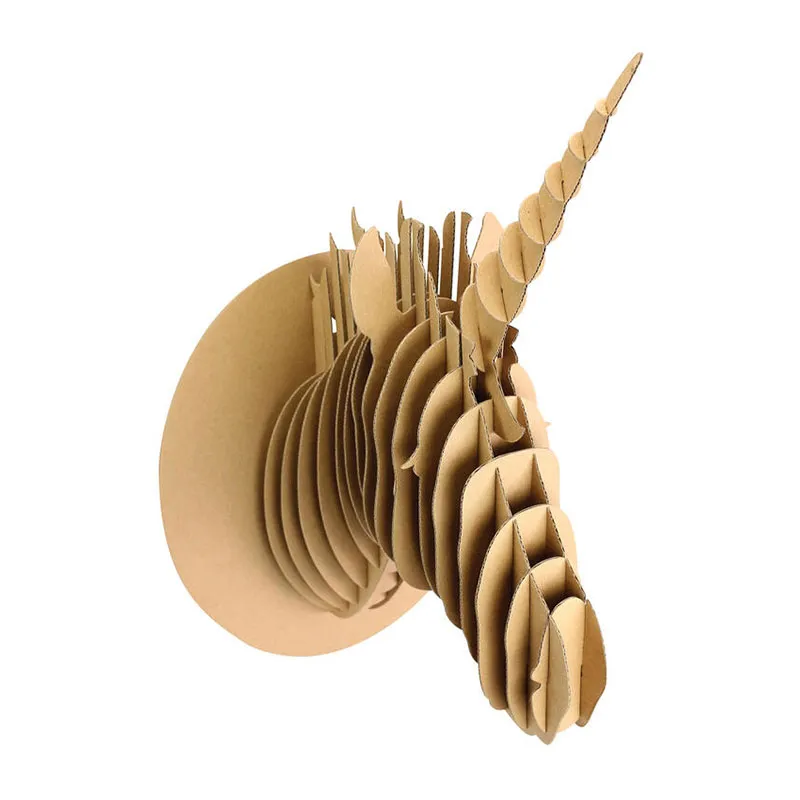 Trophée tête de licorne carton à assembler - 25x40x28cm-0