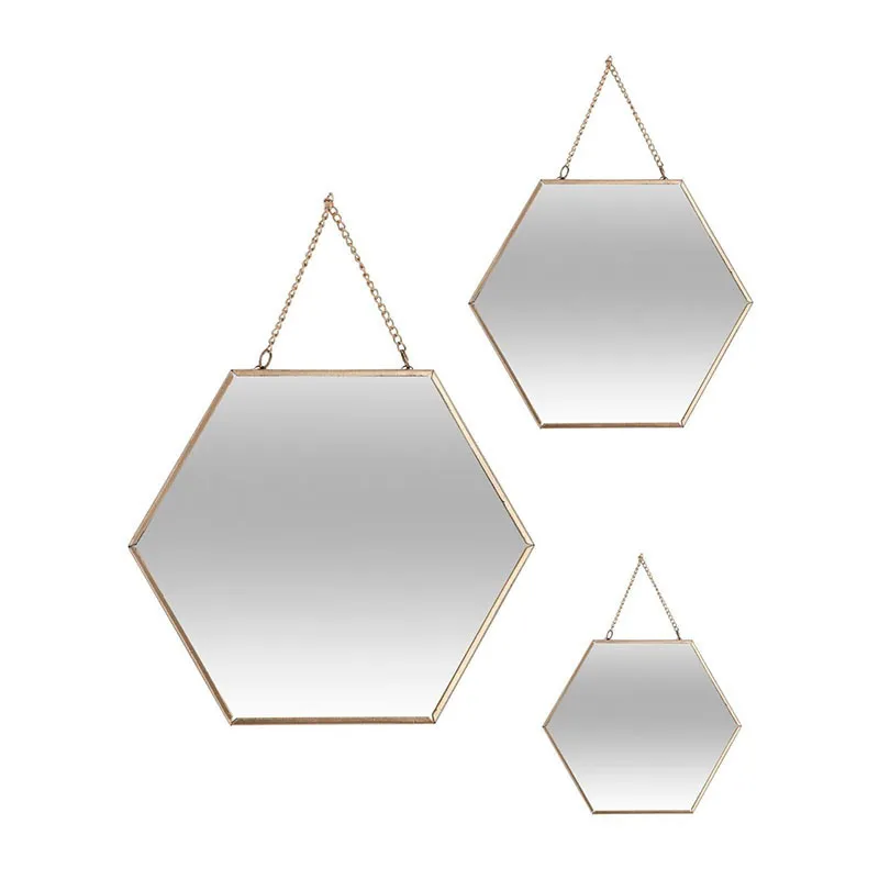 3 Miroirs hexagonaux Doré - 20/24/29cm-0
