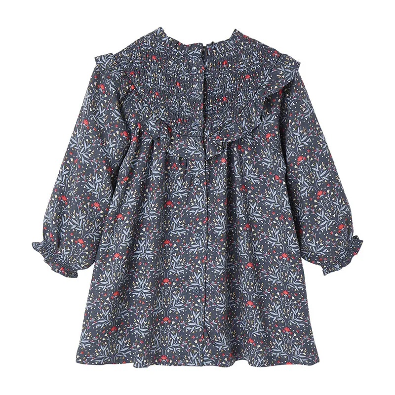 Robe courte viscose smock - Bleu ardoise-1