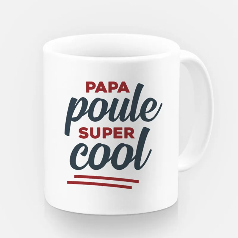 Mug Papa poule super cool - Blanc-0