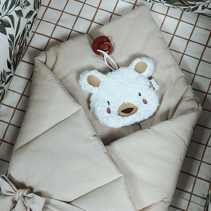 Attache sucette & Peluche Ours Ecru - 16x13cm-1