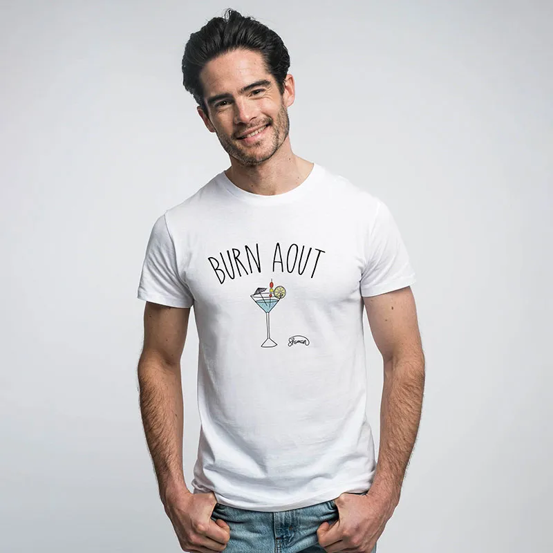 T-shirt Homme Burn aout BIO - Blanc-0