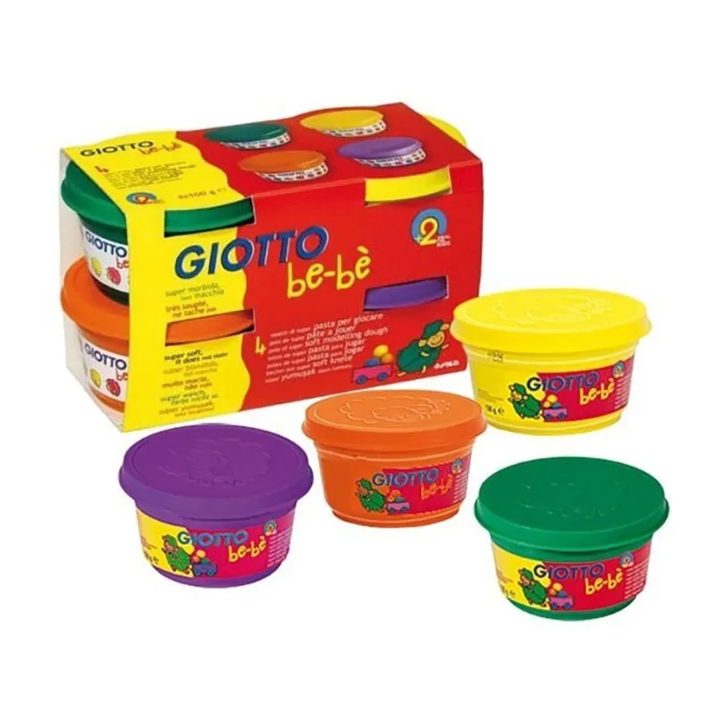 4 Pâtes à jouer Be-bè Violet/Orange/Jaune/Vert - 400g-0
