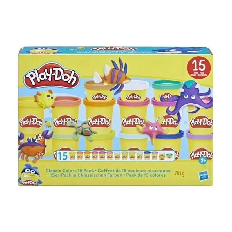 15 pots de pâte à modeler Couleurs classiques - 24m+-1
