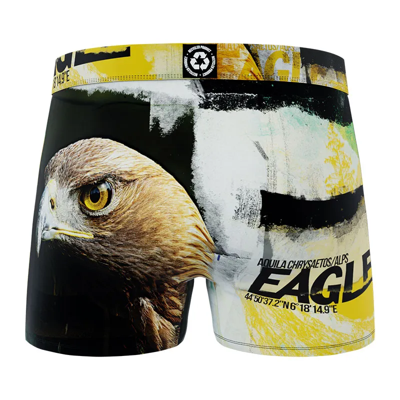 4 Boxers polyester recyclé Homme Animal Sauvage - Jaune/Blanc/Rouge/Orange-9