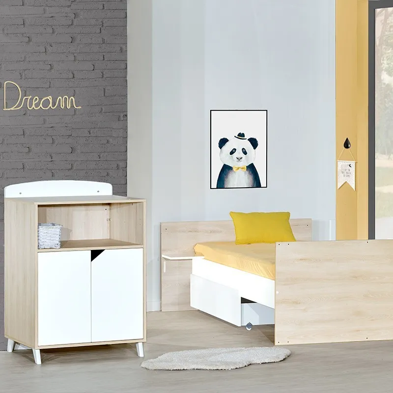 Lit Combiné évolutif Bois Scandi Naturel - 60x120cm/90x190cm-2