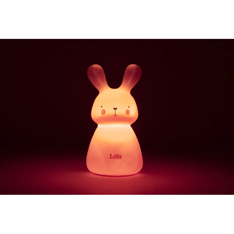 Veilleuse Solo à pile - Lapin Rose-1