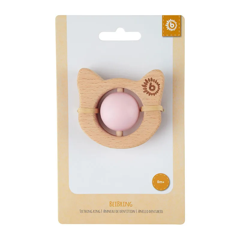 Anneau de dentition Bois/Silicone Chat - 0m+-9