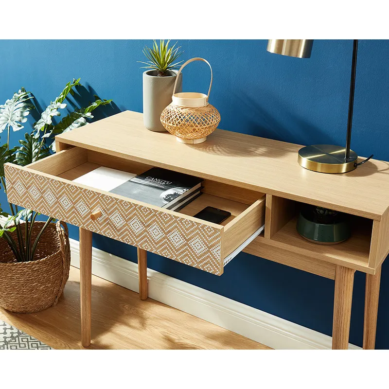 Console Leika effet chêne Blanc - 100x35x75cm-3