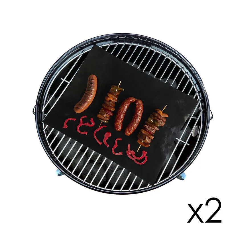 2 Feuilles cuisson pour barbecue réutilisables - 40x33cm-0