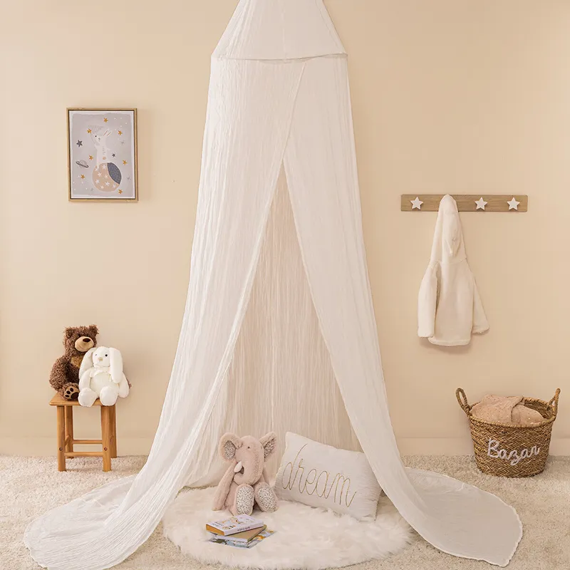Ciel de lit double Gaze de coton Blanc - 250x50x350cm-0