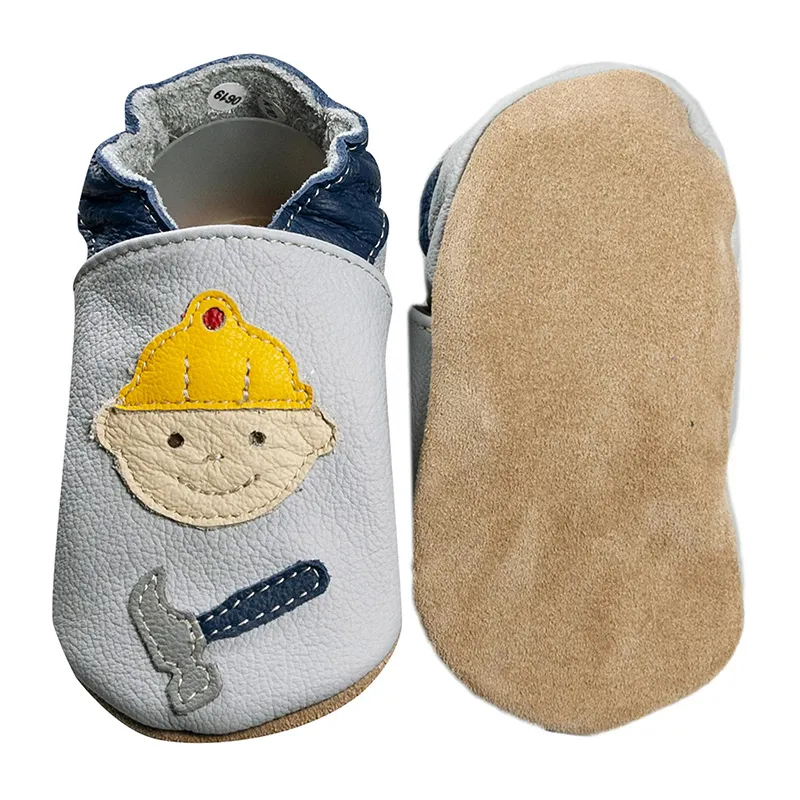Chaussons cuir Maçon - Bleu-1