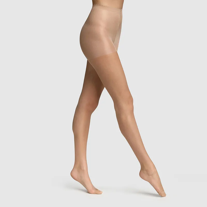 2 Collants Body Touch Voile Effet Nude naturel 17D Femme - Beige éclat-1
