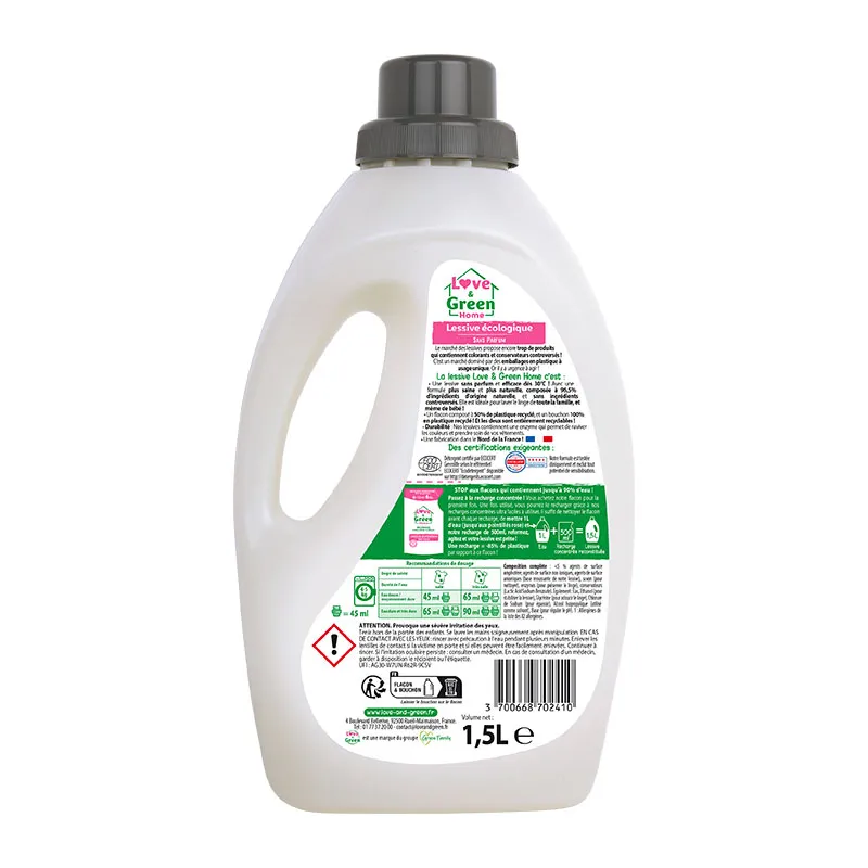 3 Lessives écologique rechargeable Sans parfum hypoallergénique - 3x1,5L-2