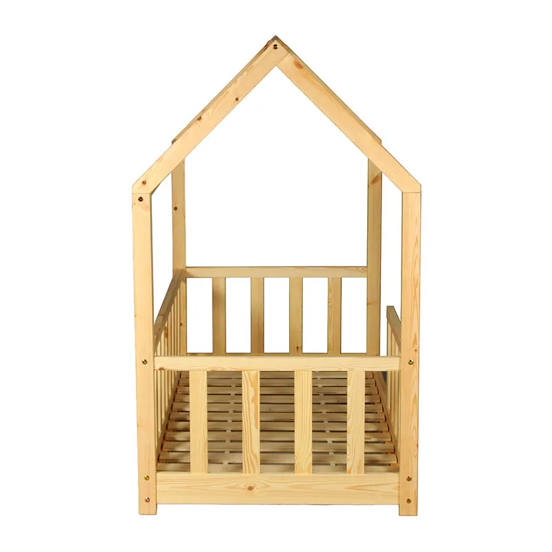 Lit cabane Kiwi avec barrière + Sommier Naturel Bébé-4