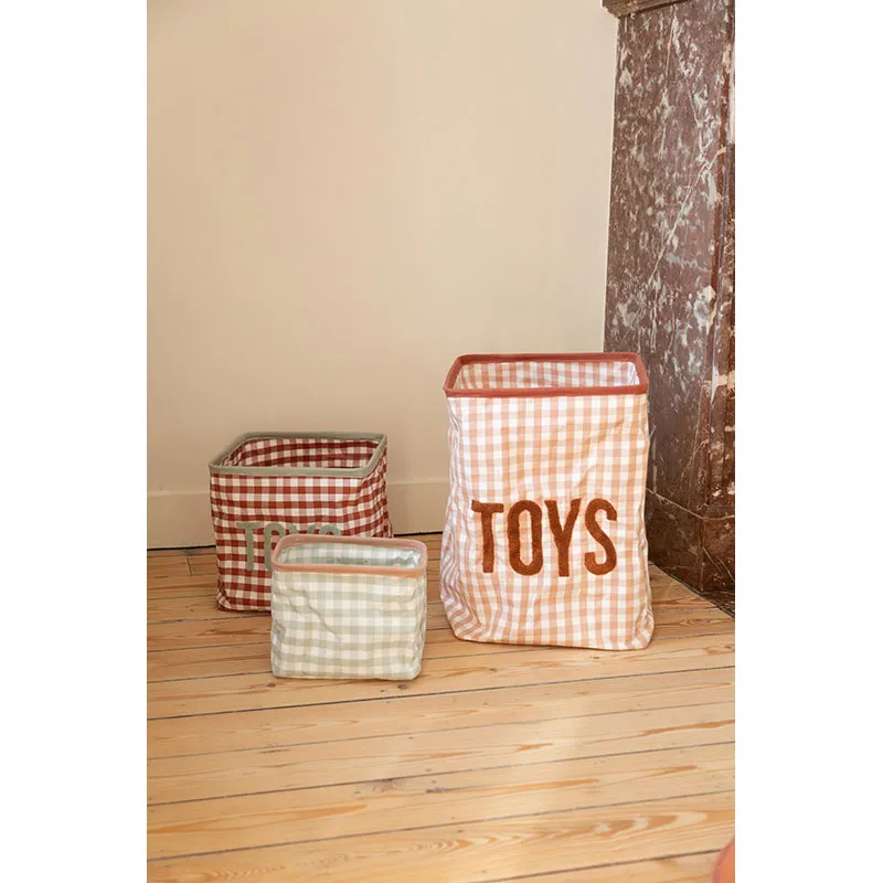 Panier de rangement Vichy Vert - 25x20x20cm-2