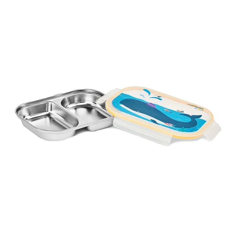 Assiette 2 compart. 850ml acier inox Baleine - 12m+-1