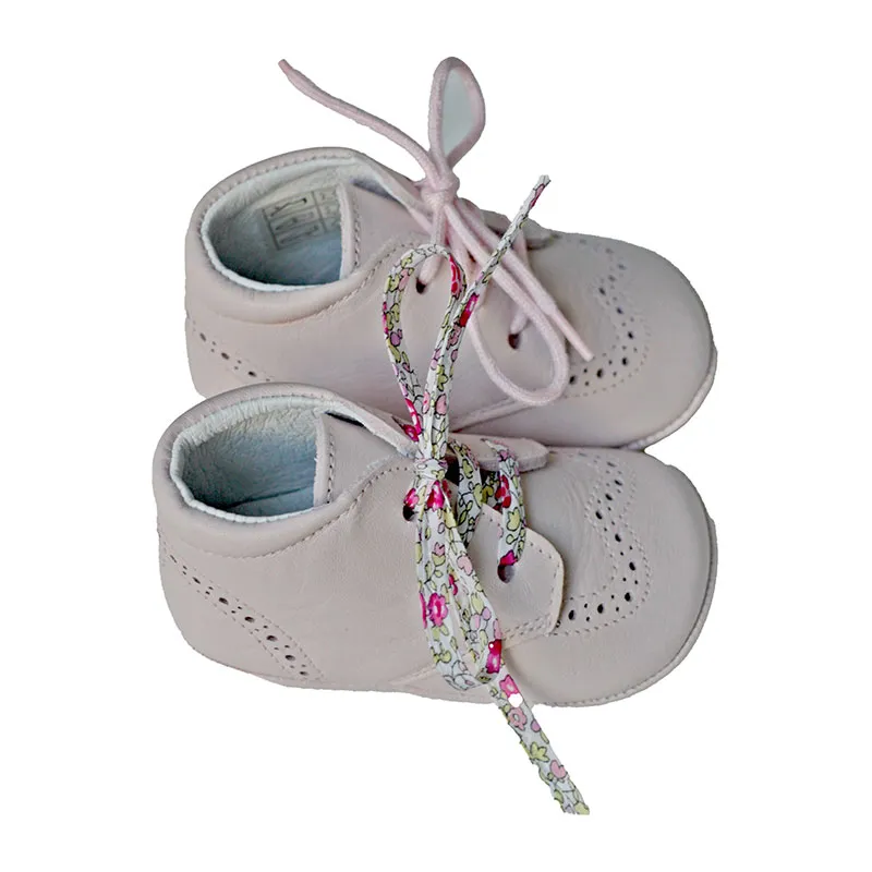 Chaussons bébé SOUPLES antidérapants Mini-Adonis - Cuir Rose pâle-2