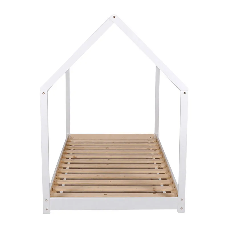 Lit cabane + Sommier Panda Blanc Bébé-2