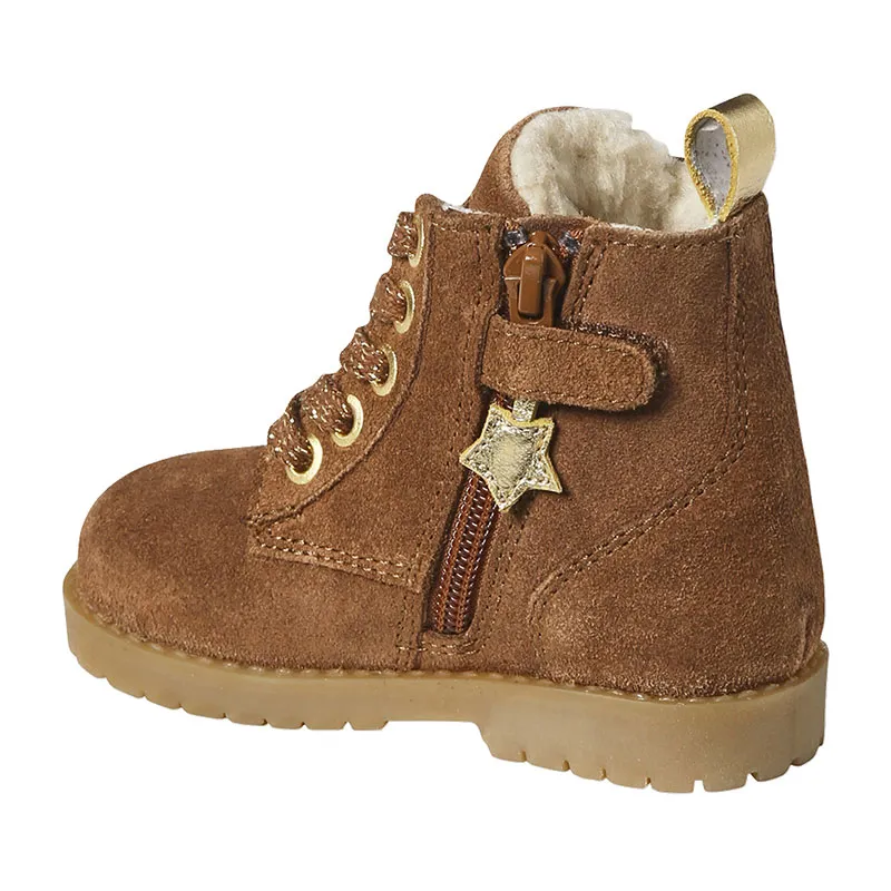 Boots cuir étoiles - Camel-1