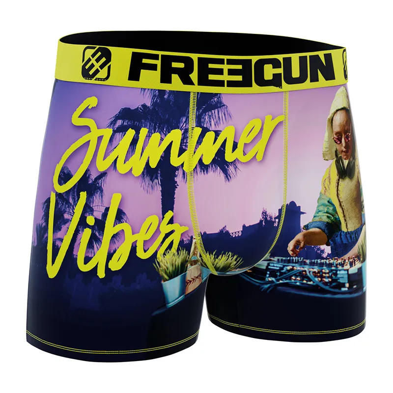 3 Boxers Homme Summer Art - Rose/Jaune/Blanc/Noir-4