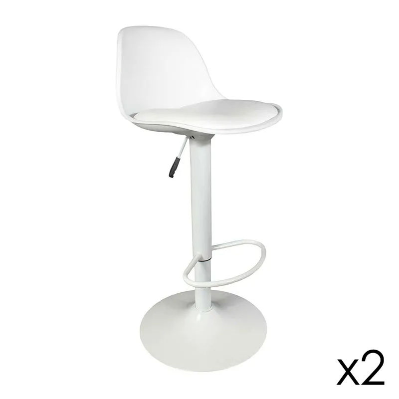 2 Tabourets de bar Isak Blanc - 38x104x41,5cm-0