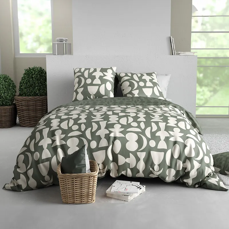 Parure 3pcs Coton Lune Vert-0