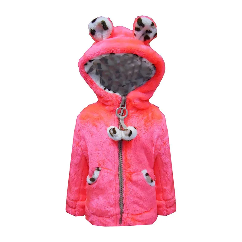 Veste polaire à oreilles Leo Enfant - Corail/Blanc cassé-0