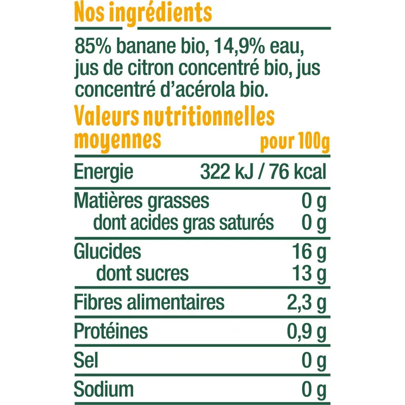 10x120g Gourdes Banane BIO - 4m+-2