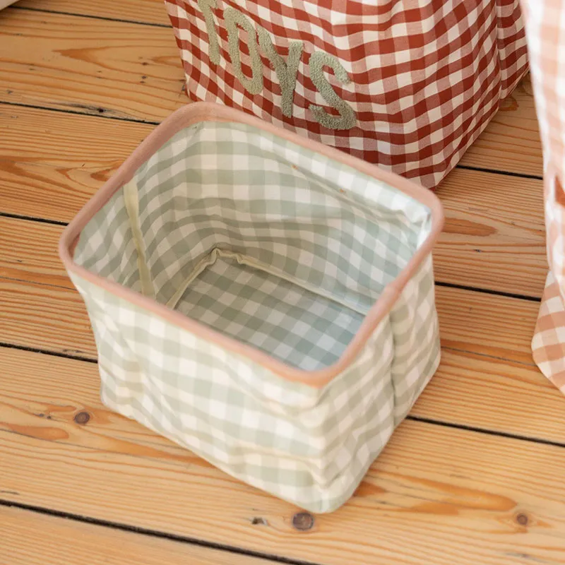 Panier de rangement Vichy Vert - 25x20x20cm-0