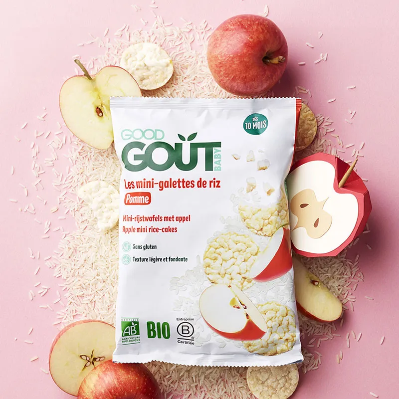 5x40g Mini-Galettes de riz à la Pomme BIO - 10m+-1