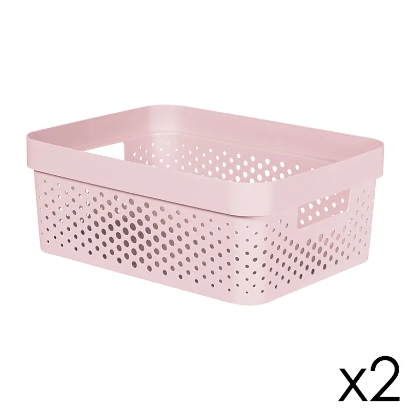 2 Paniers Infinity dots recyclé Rose - 11L-0