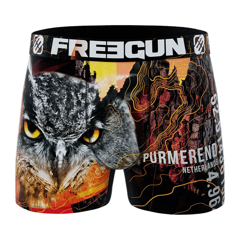 4 Boxers polyester recyclé Homme Animal Sauvage - Rouge/Noir/Bleu-6