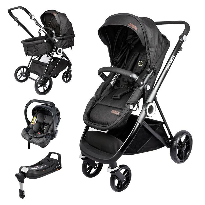 Poussette 4en1 - Coque  I-Size + Base I-Leo Noir - 0m+-0
