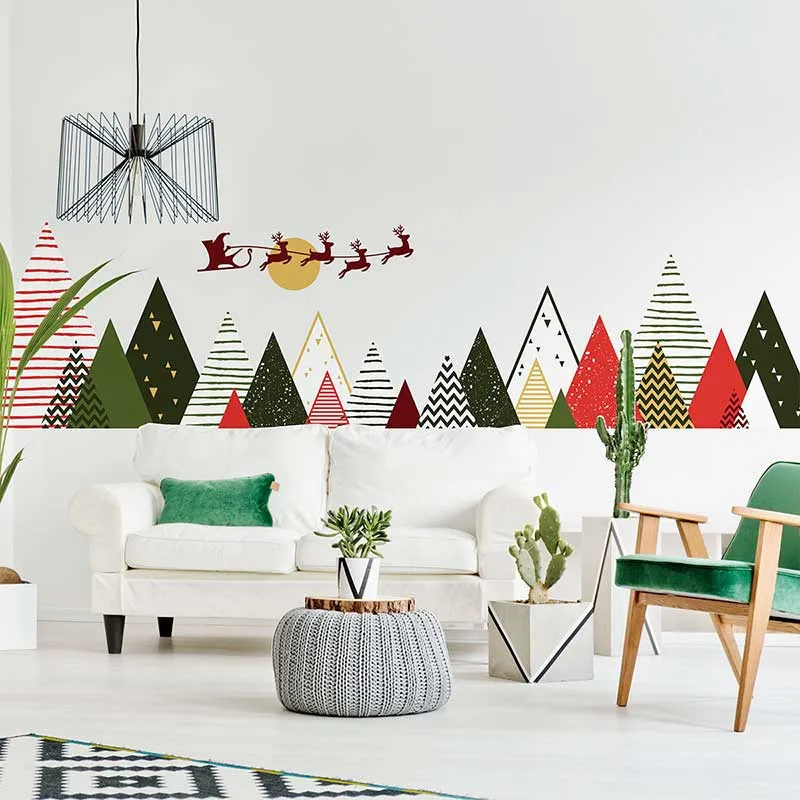Stickers - Montagnes scandi. de Noël Rouge/Noir-2