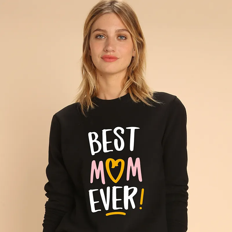 Sweat Femme Best mom ever - Noir-0