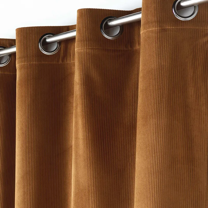 Rideau à Oeillets velours cotelé Casual Camel - 140x260cm-2