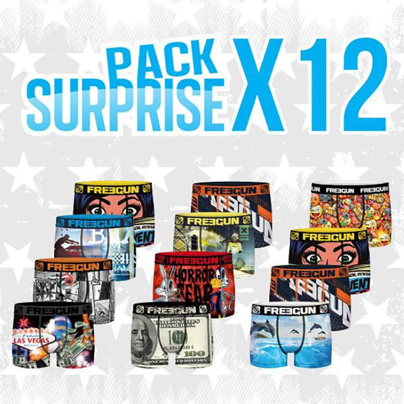 12 Boxers Garçon Motifs Freegun - Aléatoire-1