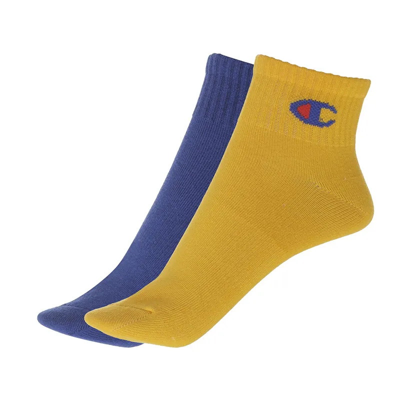 2 Paires de chaussettes courtes Champion legacy - Bleu/Jaune-0