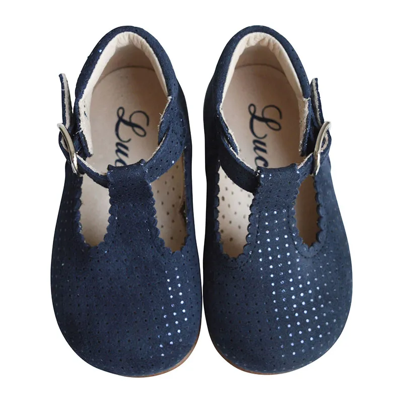 Chaussures Bottillons Salomés à boucle Inès - Cuir Marine pois irisés-0