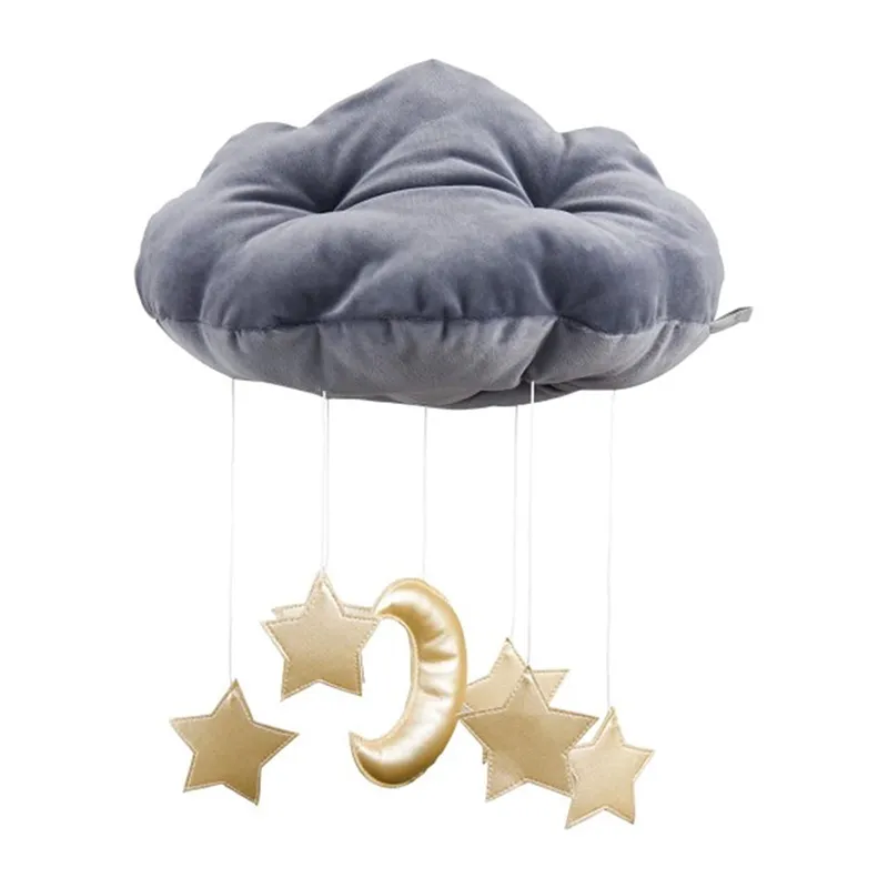 Suspension Nuage Graphite avec étoiles dorées - 26x37x44cm-0