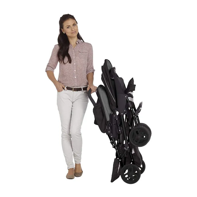 Poussette Double Stadium Noir/Gris - 6m+-6