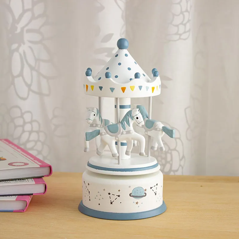 Boîte à musique Carrousel Gris/Bleu - 9x17,5cm-1