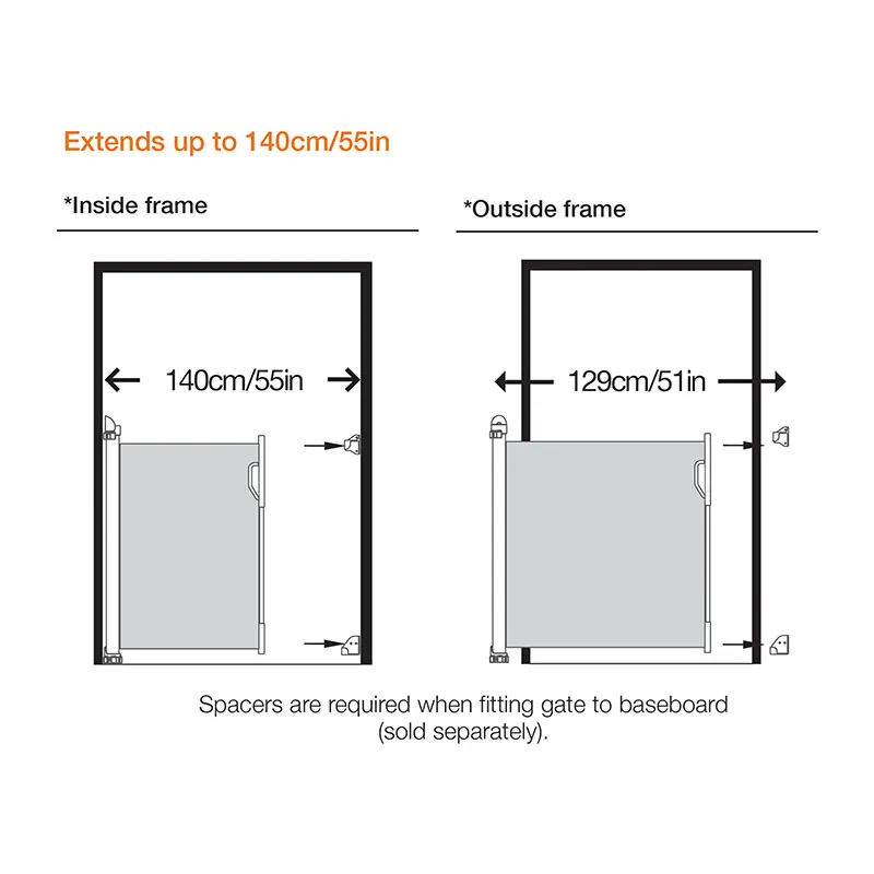 Barrière de Sécurité Rétractable Blanc - 0-140xH.93cm-2